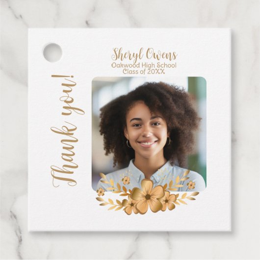 Goldene Blume Uni-Abschluß Geschenkanhänger (Vorderseite)