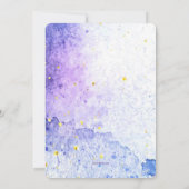 Goldene Blume Wasserfarbe Blau Einladung (Rückseite)