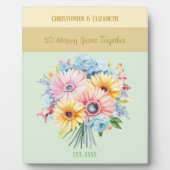 Goldene Blume zum 50. Jubiläum geben grüne Namen Fotoplatte (Vorderseite)