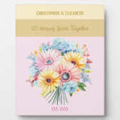 Goldene Blume zum 50. Jubiläum pink Fotoplatte (Vorderseite)