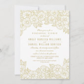 Goldene Blume zum Abendessen in weißer Probe Einla Einladung (Vorderseite)