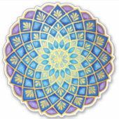 Goldene Blumeblauer lila Mandala Aufkleber (Vorderseite)
