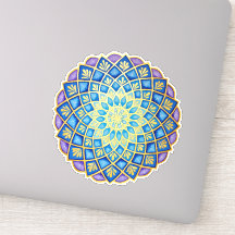 Goldene Blumeblauer lila Mandala