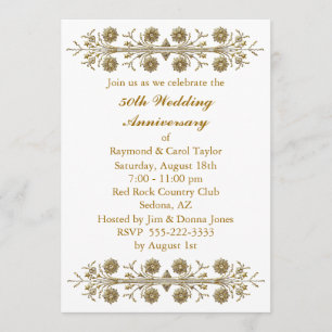 Goldene Blumen 50. Hochzeitstag Einladung