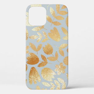 Goldene Blumen, blauer Hintergrund, Folienimitatio Case-Mate iPhone Hülle