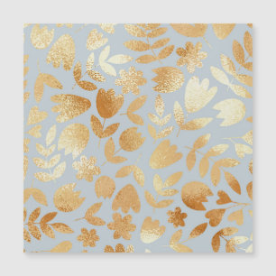 Goldene Blumen, blauer Hintergrund, Folienimitatio Magnetkarte