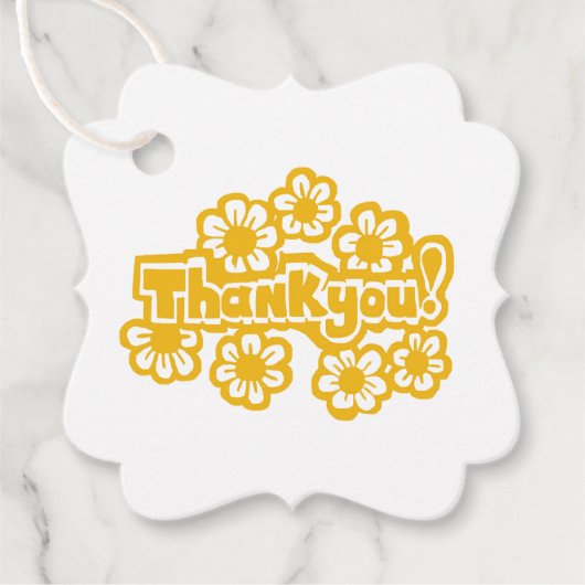 Goldene Blumen Danke! Geschenkanhänger (Vorderseite)