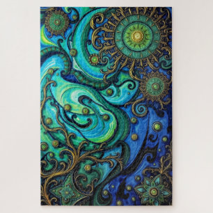 Goldene Blumen Eleganz Puzzle