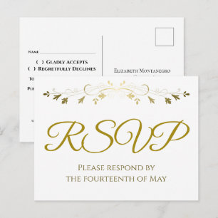 Goldene Blumen-Filigran-Rand Elegante Hochzeits-RS Postkarte