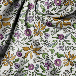 Goldene Blumen Handgezeichnetes botanisches Design Stoff