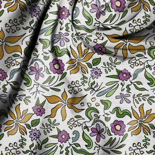 Goldene Blumen Handgezeichnetes botanisches Design Stoff