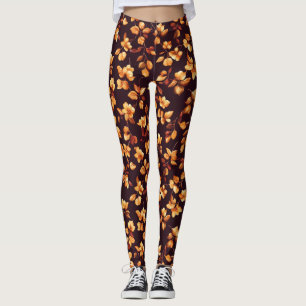 Goldene Blumen Herbstmuster Leggings