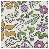 Goldene Blumen Illustriertes Botanisches Muster Stoff (Nahaufnahme)