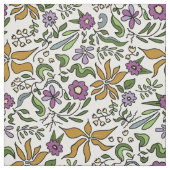Goldene Blumen Illustriertes Botanisches Muster Stoff (Muster)