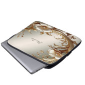 Goldene Blumen-Laptoptasche Laptopschutzhülle (Vorne Knopf)