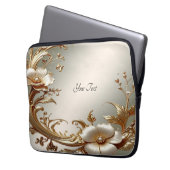 Goldene Blumen-Laptoptasche Laptopschutzhülle (Vorderseite Links)