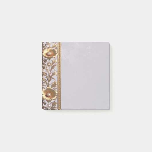 Goldene Blumen-Ornament Post-it-Notizen Post-it Klebezettel (Vorderseite)