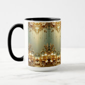 Goldene Blumen Ornamente Feiertags Tasse (Links)