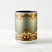 Goldene Blumen Ornamente Feiertags Tasse (Zentrum)