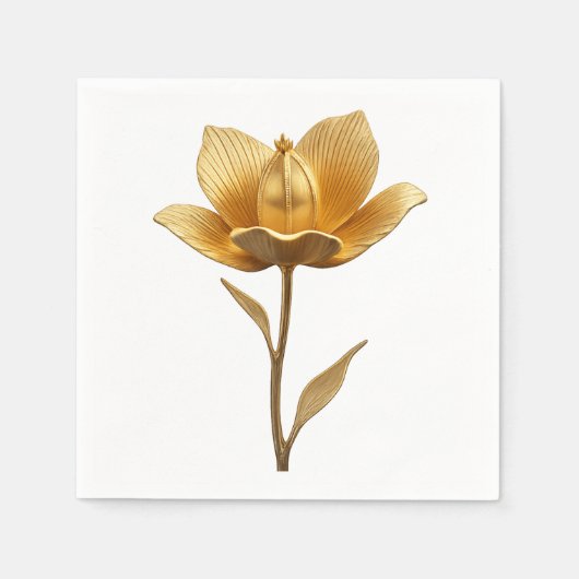 Goldene Blumen-Papier-Serviette Serviette (Vorderseite)