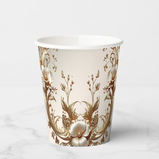 Goldene Blumen-Papierbecher Pappbecher (Links)