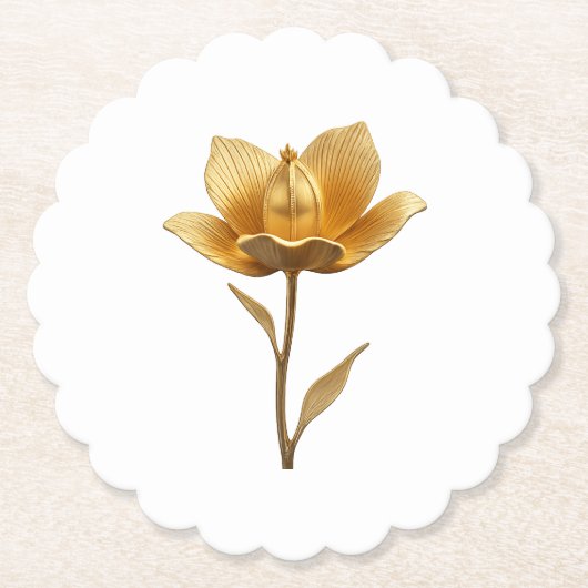 Goldene Blumen Papieruntersetzer Untersetzer (Vorderseite)