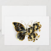 Goldene Blumen Schmetterling mit schwarzer Orchide Briefpapier (Vorne/Hinten)