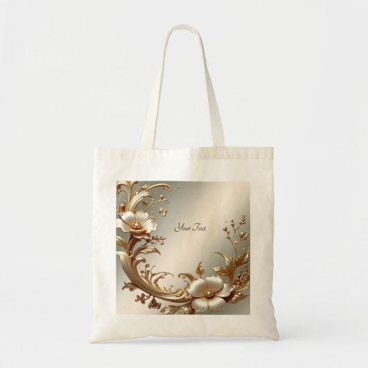 Goldene Blumen-Tasche Tragetasche (Vorne)