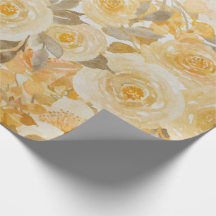 Goldene Blumenaquarell Elegant Vintage  Geschenkpapier