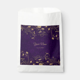 Goldene Blumenblätter Lila Hochzeitsfeier Geschenktütchen