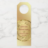 Goldene BlumenDamast und Herz Flaschenanhänger (Rückseite)