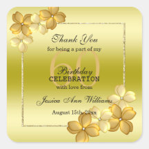 Goldene Blumendekoration und Glitzer 60. Geburtsta