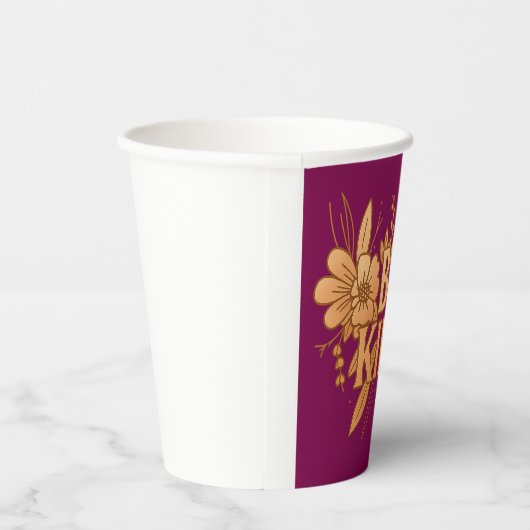 Goldene Blumendruck-„Sei nett“-Papierschaale – 240 Pappbecher (Rechts)