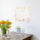 Goldene, blumenfarbene Dusche Baby Begrüßung Foliendrucke (Ablage(Küche))