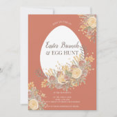 Goldene, blumenfarbene Osterfeierjagd Einladung (Vorderseite)