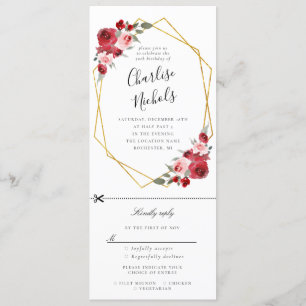 Goldene Blumengeburteinladung w uAwg Einladung