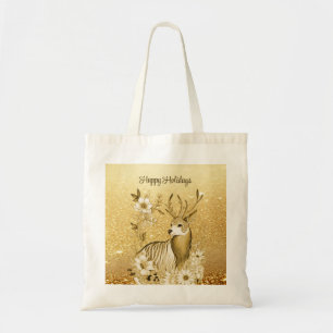 Goldene Blumengeweih-Tüte Tragetasche