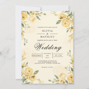 Goldene Blumengewölbe-Hochzeit Einladung