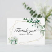 Goldene Blumengrün - Hochzeit Vielen Dank RSVP Karte (Stehend Vorderseite)