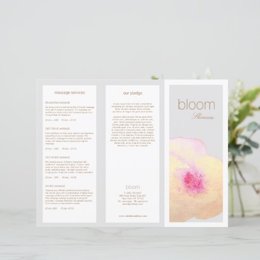 Goldene Blumenhautpflege Wellness-Center TriFold B (Stehend Vorderseite)
