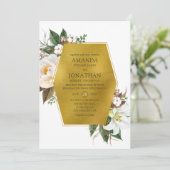 Goldene Blumenhochzeit Einladung (Stehend Vorderseite)