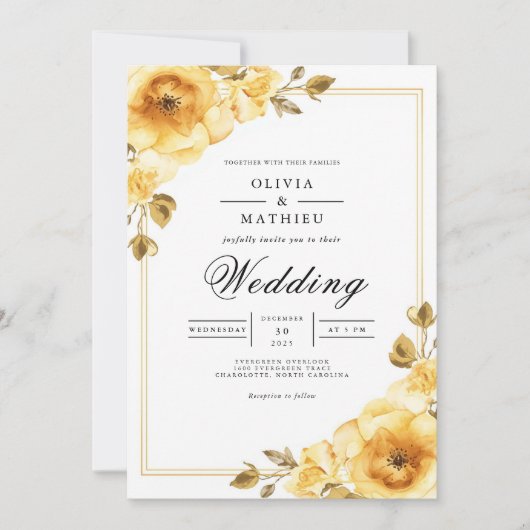 Goldene Blumenhochzeit Einladung (Vorderseite)
