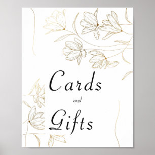 Goldene Blumenkarten und Geschenke Poster Schild