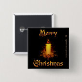 Goldene Blumenkerze - frohe Weihnachten Button (Vorne & Hinten)