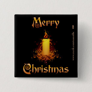 Goldene Blumenkerze - frohe Weihnachten Button