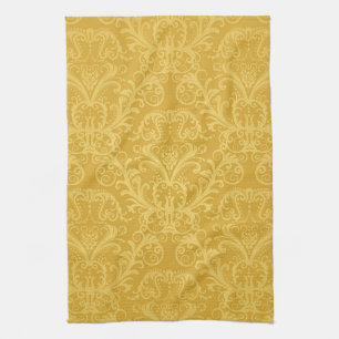 Goldene Blumenluxustapete Geschirrtuch