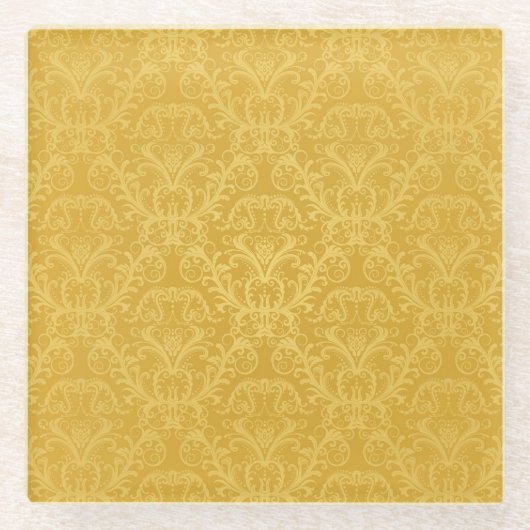 Goldene Blumenluxustapete Glasuntersetzer (Vorderseite)