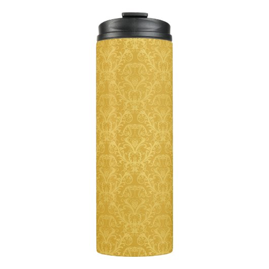 Goldene Blumenluxustapete Thermosbecher (Vorderseite)