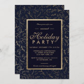 Goldene Blumenmeere blauer Winterurlaub Einladung (Vorne/Hinten)