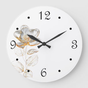 Goldene Blumennummern Große Wanduhr